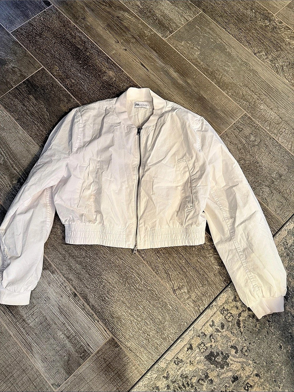 Zara White Bomber Jacket Size Large